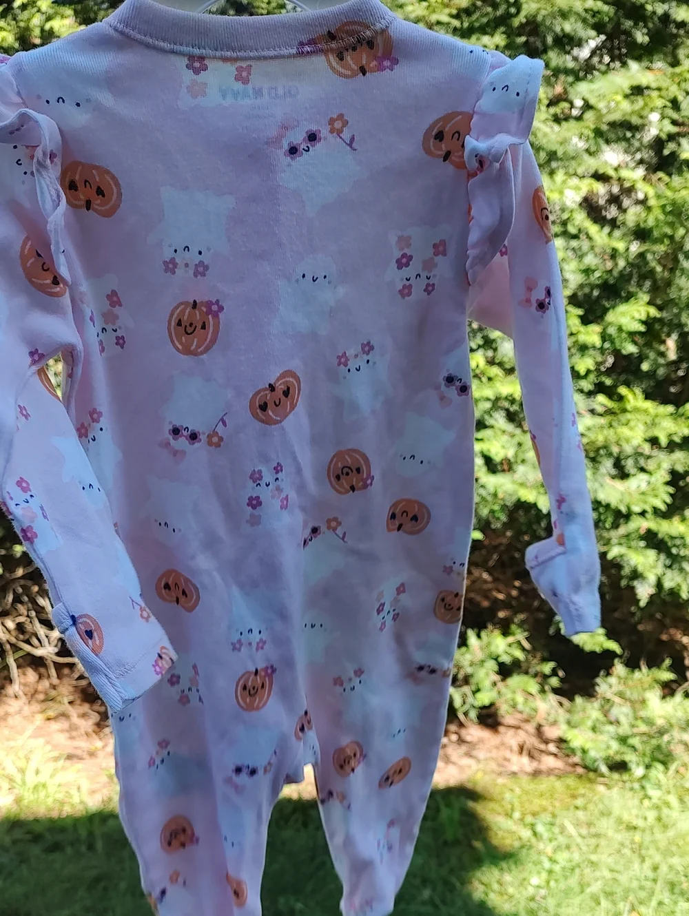 Old Navy Pink Pumpkin & Ghost Ruffle-Footed One-Piece 6-9M